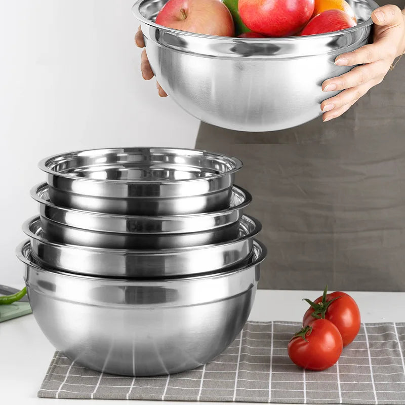 6Pcs Stainless Steel Bowls Set 1.5-5L Capacity Nesting Mixing Bowl Kitchen Cooking Salad Bowls Vegetable Food Storage Container