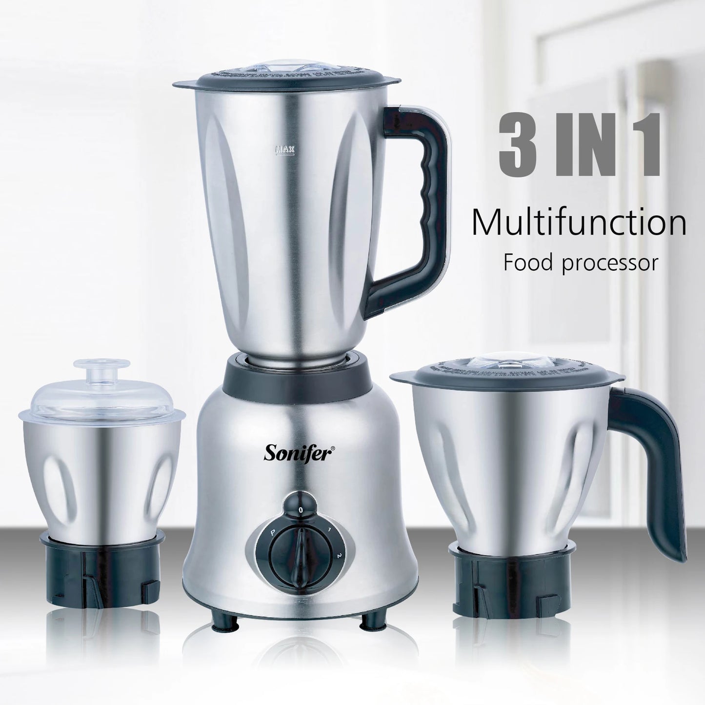 3 in 1 Blender&Meat Grinder&Juicer&Grinding Stainless Steel Kitchen Mixer Fruit Food Processor Ice Smoothies BPA Free Sonifer