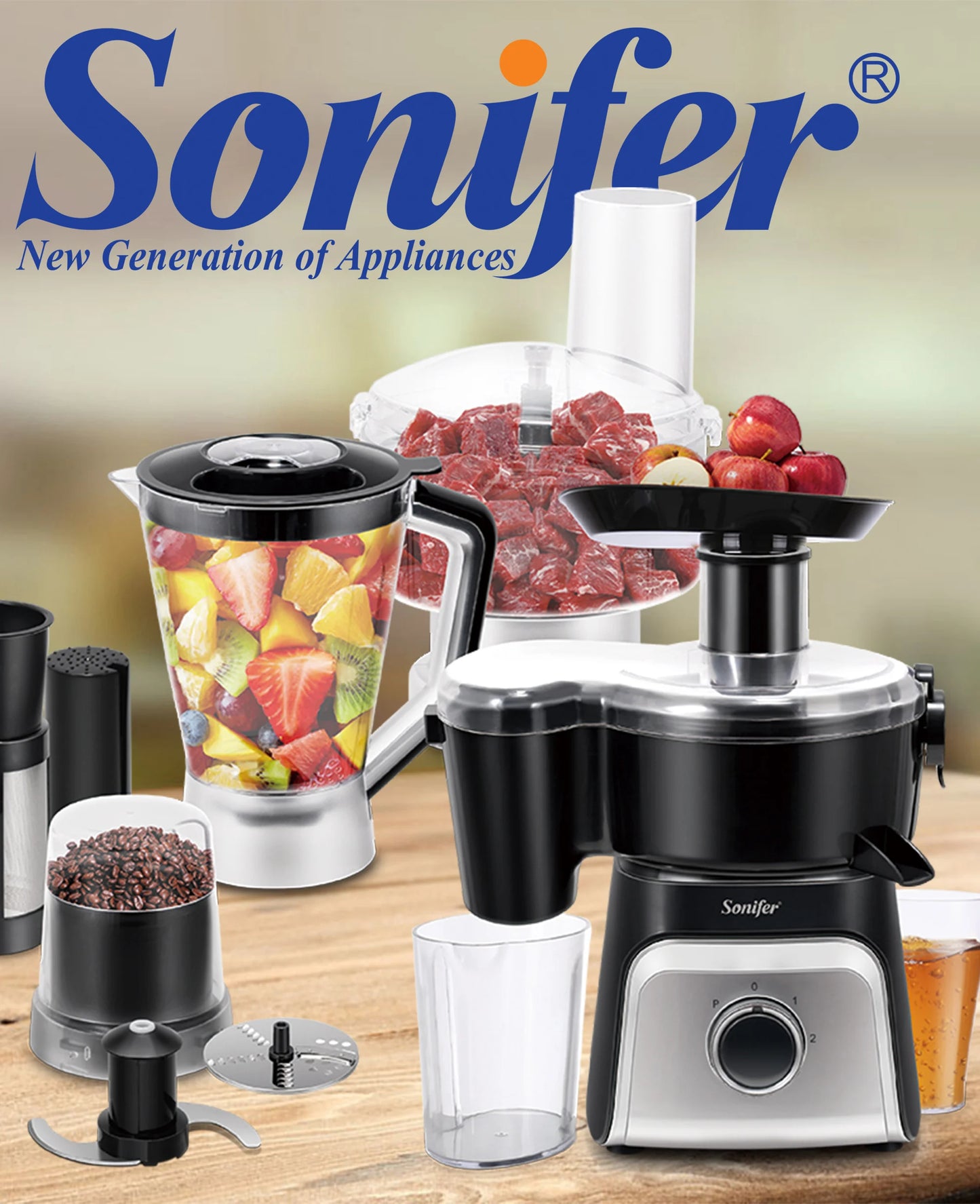 7 In Electric Juicer Fruit Squeezer Extractors Multifunction Mixer Fruit Smoothie Blender 450W Centrifugal Juicer Sonifer