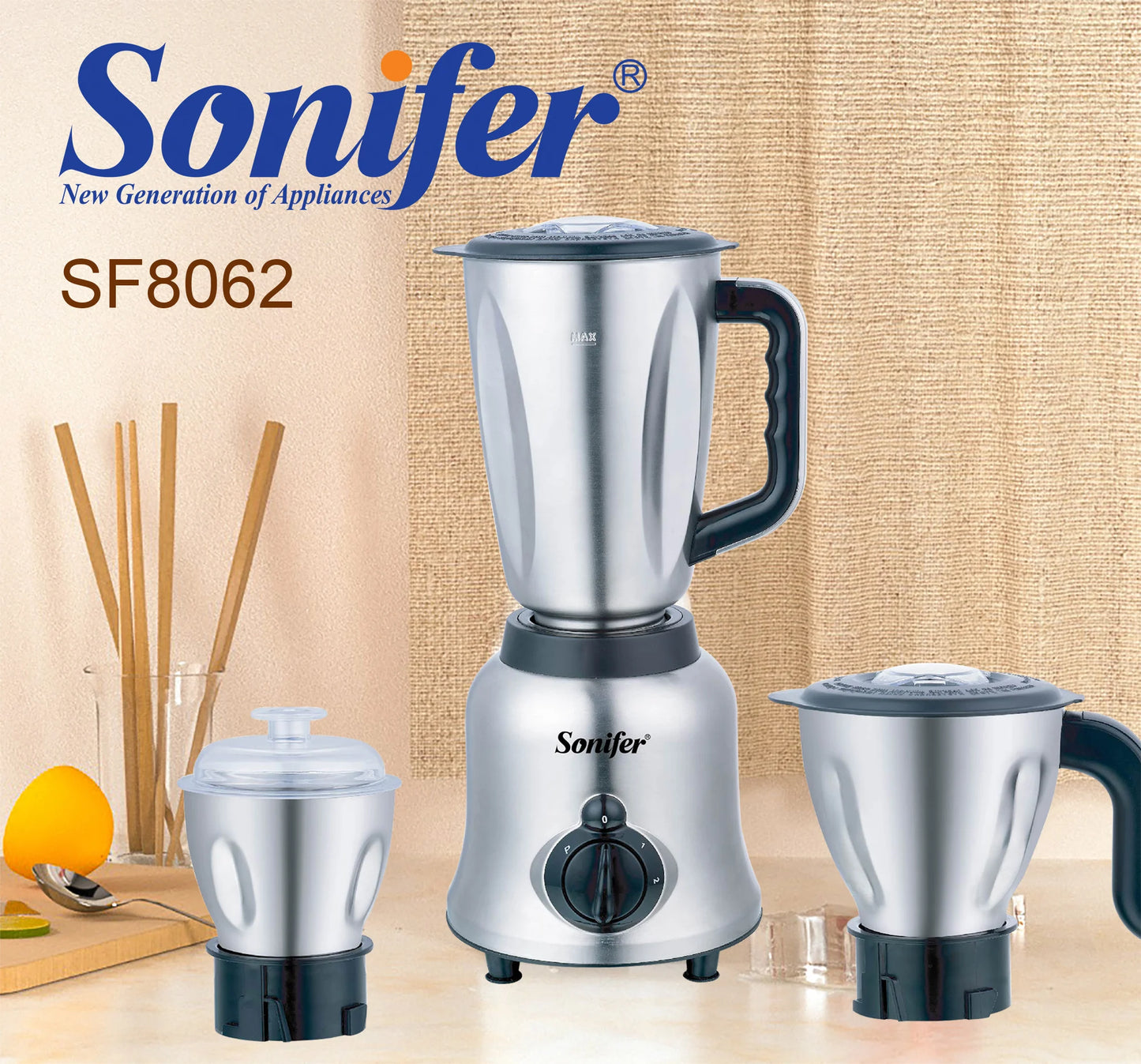 3 in 1 Blender&Meat Grinder&Juicer&Grinding Stainless Steel Kitchen Mixer Fruit Food Processor Ice Smoothies BPA Free Sonifer